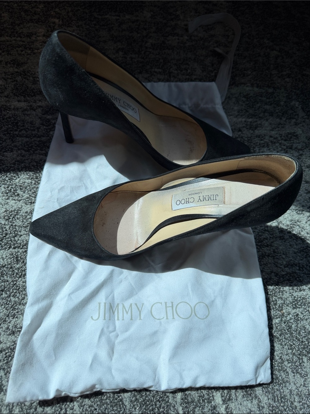 Jimmy Choo Romy 100 Black Suede Pointed-Toe Stiletto Pumps Size 39